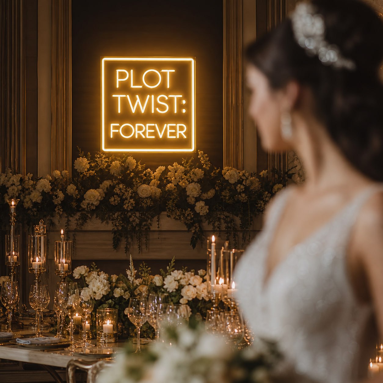 "Plot Twist: Forever." Custom Wedding Neon Sign