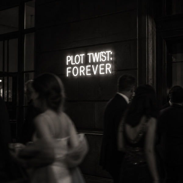 Real wedding with neon sign